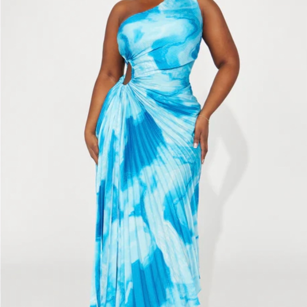 Elegant Blue One-Shoulder Dress